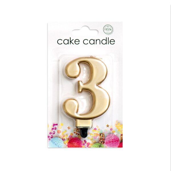 Cake candle metallic gold nr. 3 - Image 2