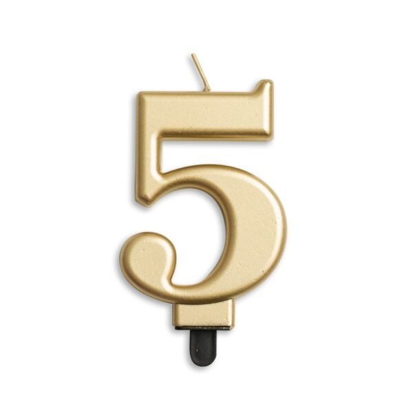 Cake candle metallic gold nr. 5