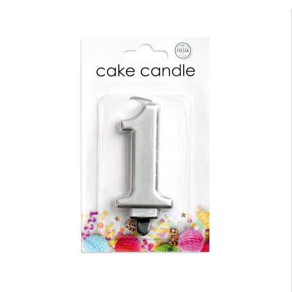 Cake candle metallic silver nr. 1 - Image 2