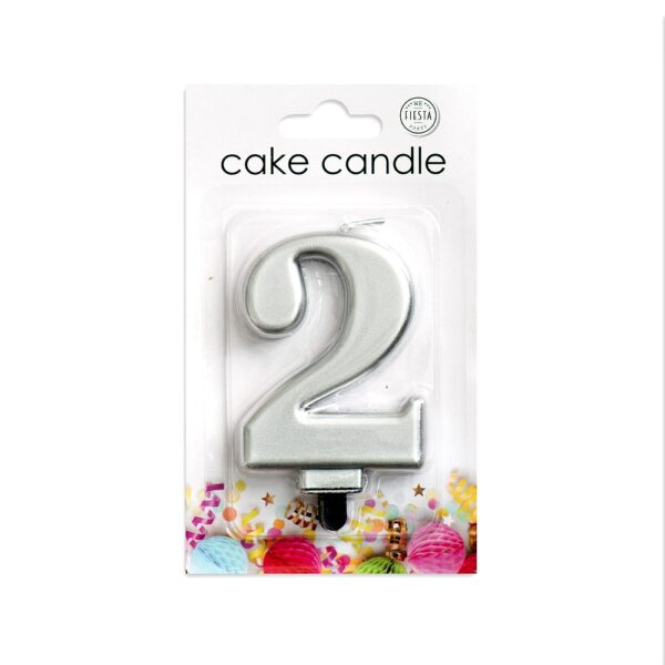 Cake candle metallic silver nr. 2 - Image 2