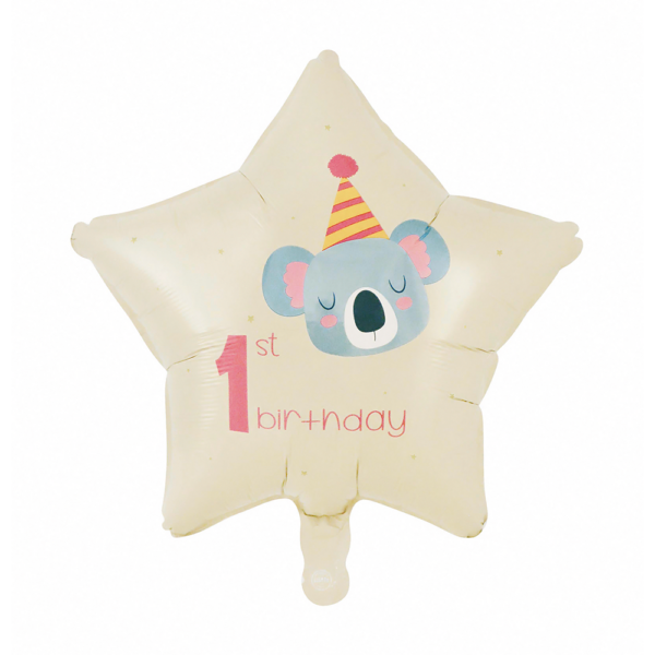 Foilballoon 18" star shape - 'First birthday' red