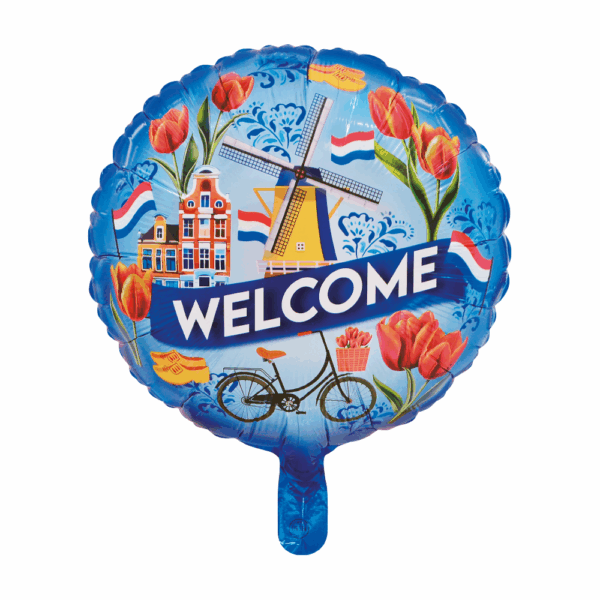 Foilballoon 18" round - 'Welcome dutch design'