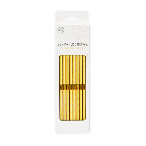 20  Paper straws 6mm x 197mm metallic gold