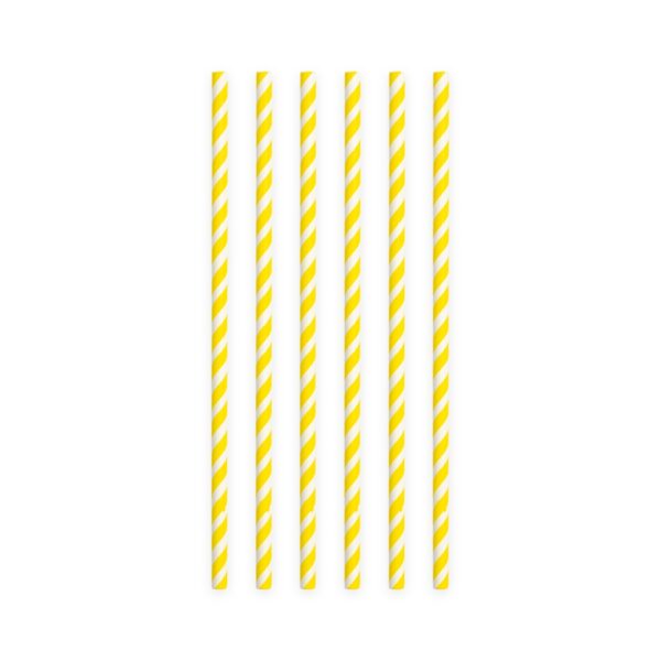 20  Paper straws 6mm x 197mm striped yellow - Image 2
