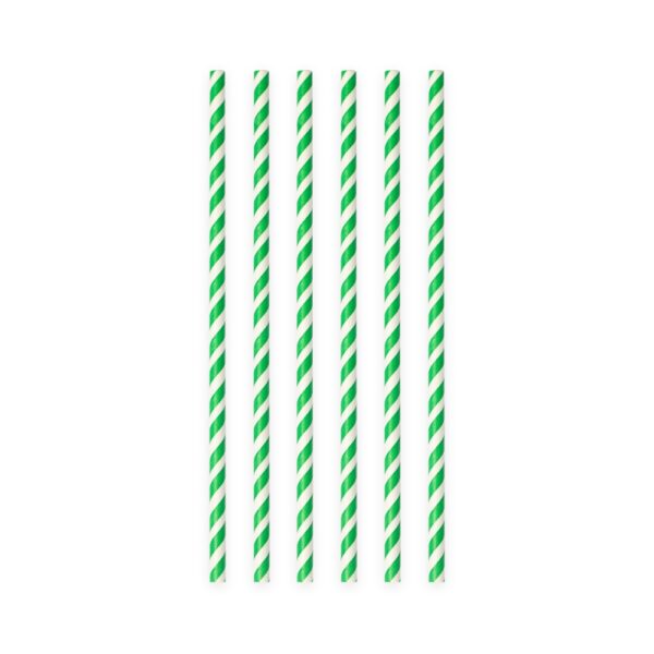 20  Paper straws 6mm x 197mm striped green - Image 2