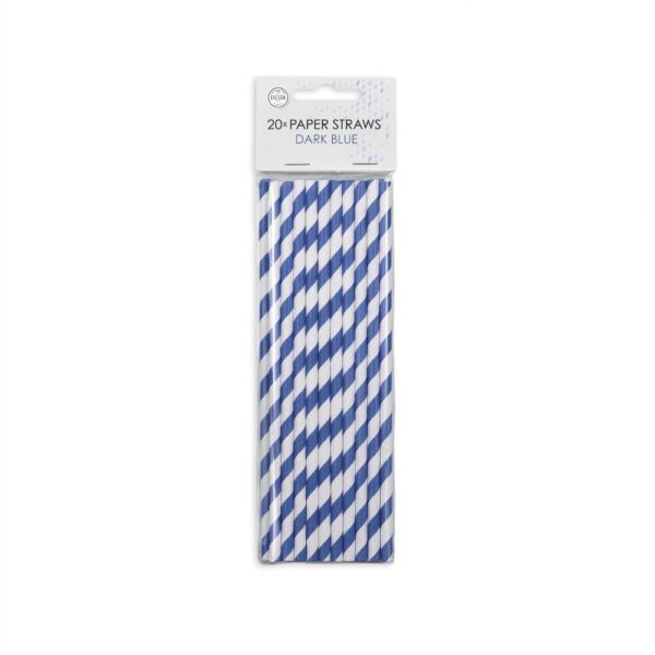 20  Paper straws 6mm x 197mm dark blue