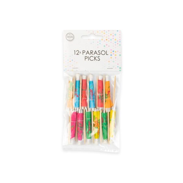 12 Parasol picks paper mixed