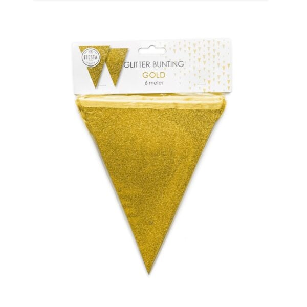 Bunting Glitter 6m gold flagsize 16x20cm - Image 2