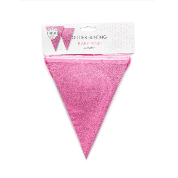 Bunting Glitter 6m baby pink flagsize 16x20cm - Image 2