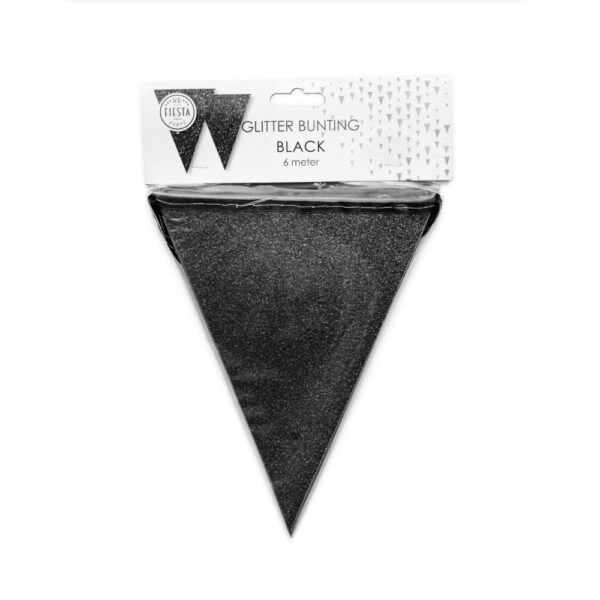 Bunting Glitter 6m black flagsize 16x20cm - Image 2