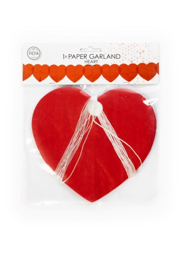 Paper Garland Heart Red 6m