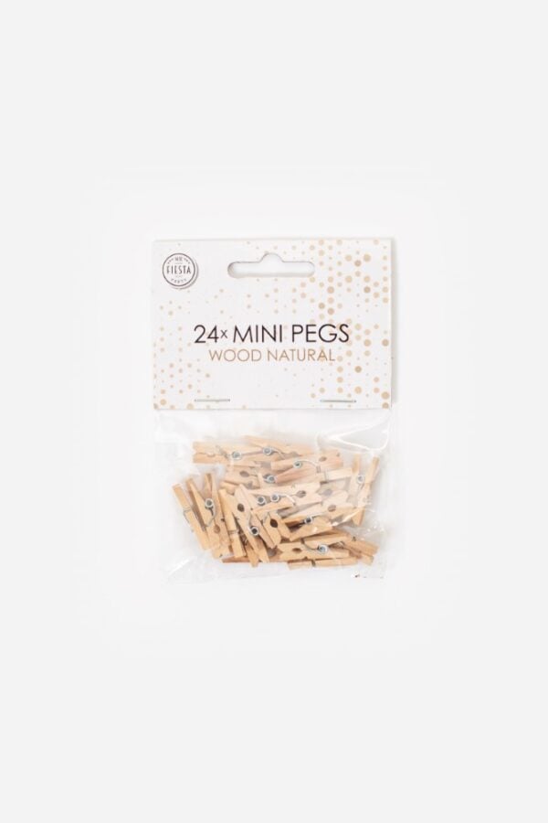 24 Mini pegs wood natural