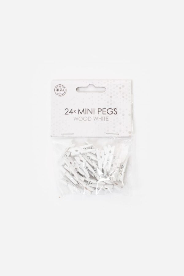 24 Mini pegs wood white