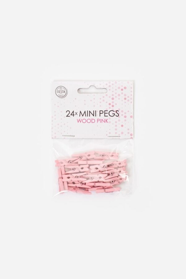 24 Mini pegs wood pink