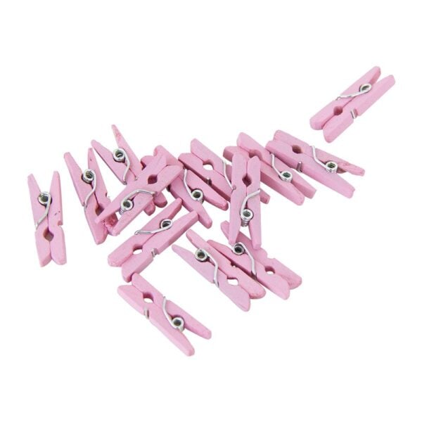 24 Mini pegs wood pink - Image 2