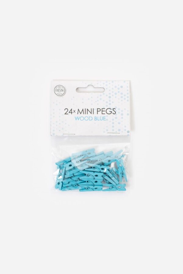 24 Mini pegs wood blue