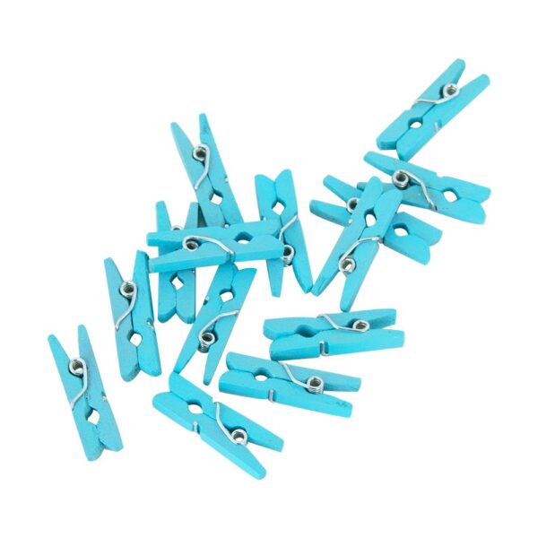 24 Mini pegs wood blue - Image 2