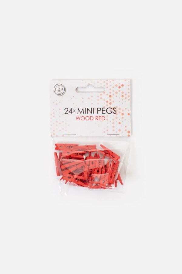 24 Mini pegs wood red