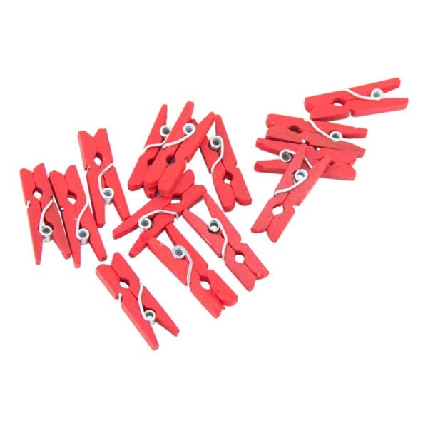 24 Mini pegs wood red - Image 2