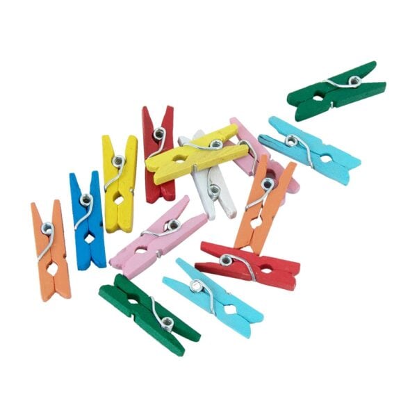 24 Mini pegs wood mixed - Image 2