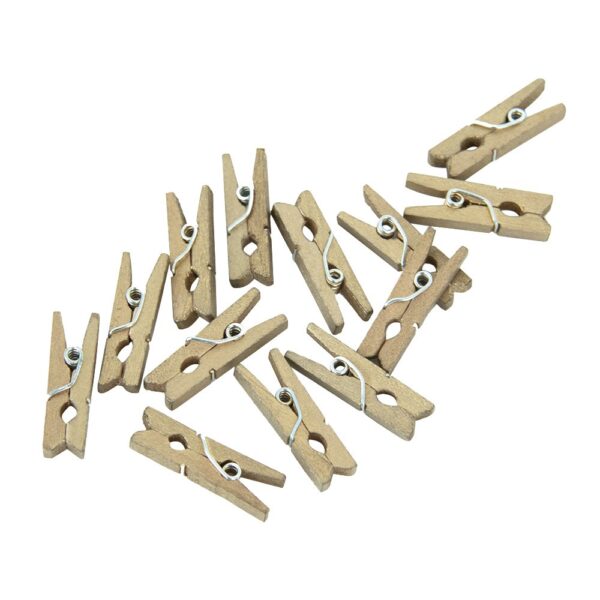 24 Mini pegs wood gold - Image 2