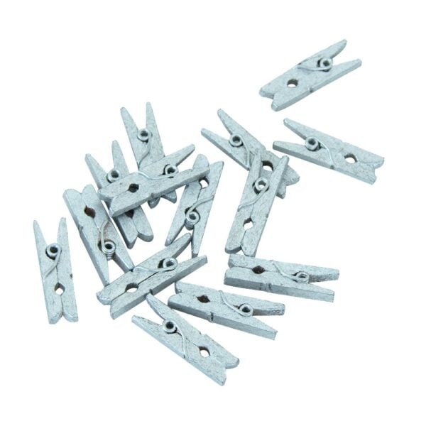 24 Mini pegs wood silver - Image 2