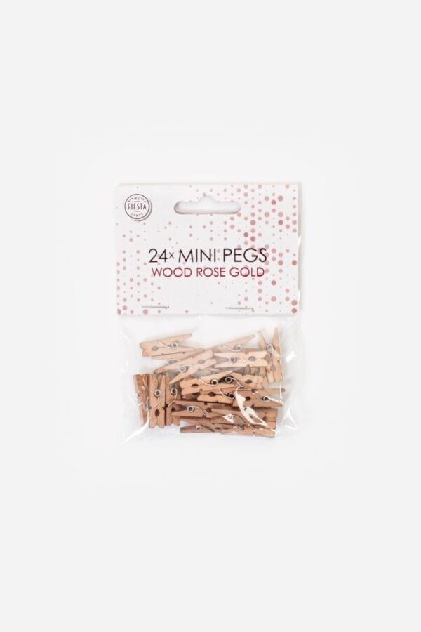 24 Mini pegs wood rose gold