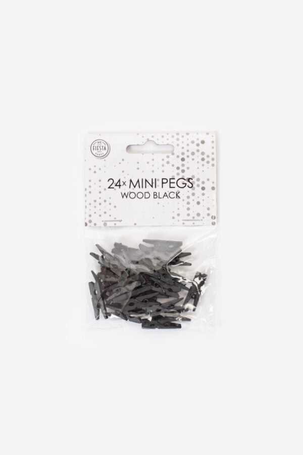 24 Mini pegs wood black