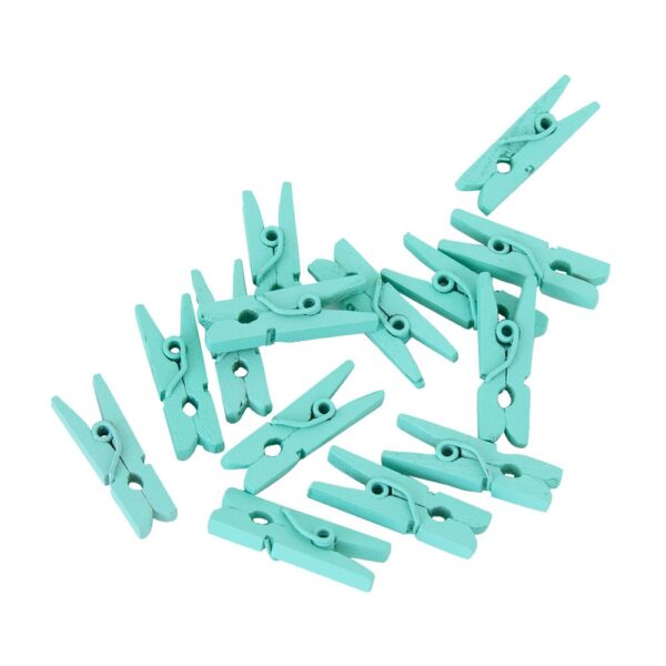 24 Mini pegs wood mint green - Image 2