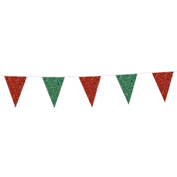Bunting Glitter 6m red/green  flagsize 20x30cm