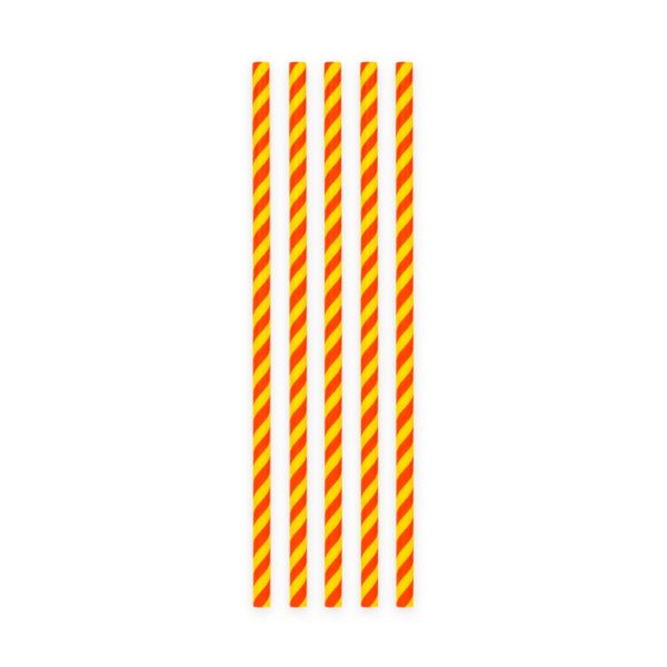 20  Paper straws 6mm x 197mm striped yellow-red - Image 2