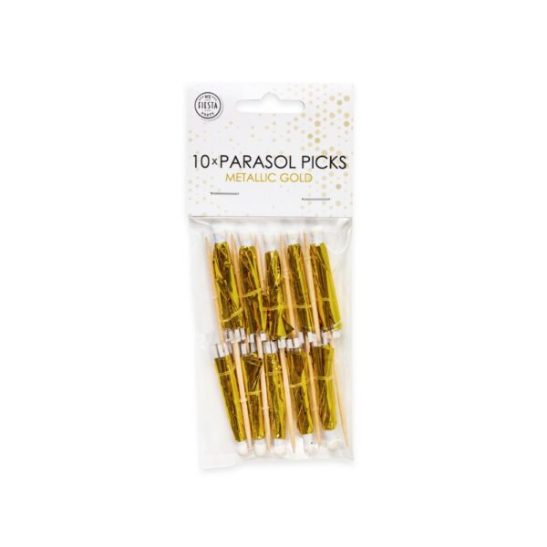 10 Parasol picks metallic gold - Image 2