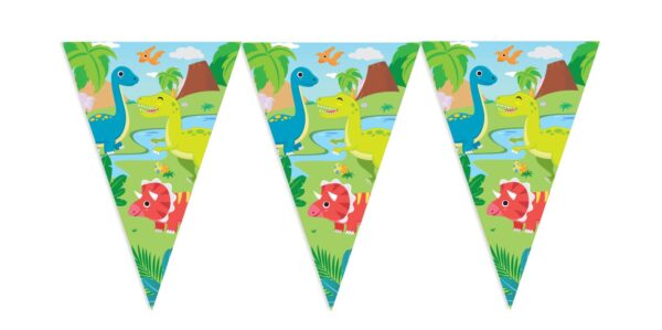 Bunting PET 10m - 2-side print - flagsize 20x30cm - Dinosaur