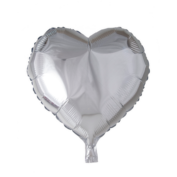 Foilballoon heartshape 18'' silver  bulkpacked