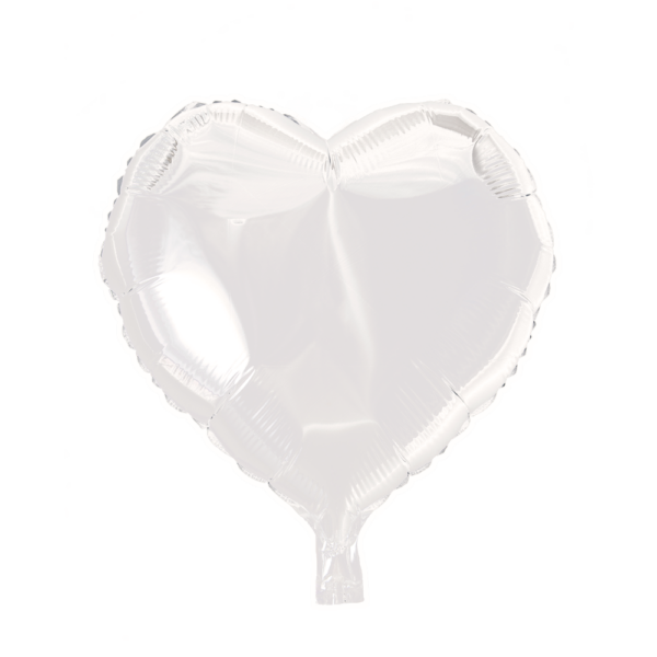 Foilballoon heartshape 18'' white  bulkpacked
