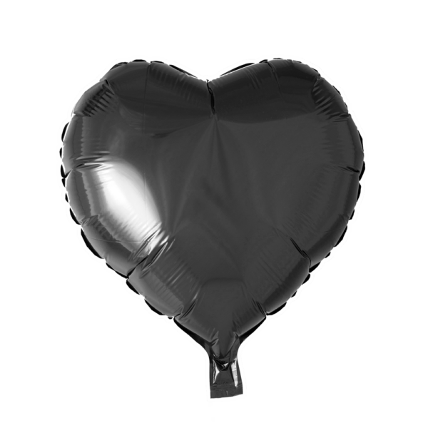 Foilballoon heartshape 18'' black  bulkpacked