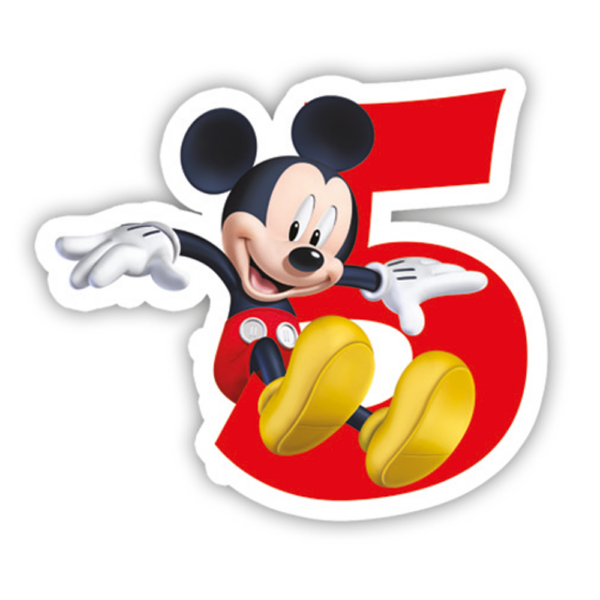 Cake candle Birthday nr. 5  - Playful Mickey