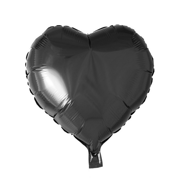 Foilballoon heartshape 18'' black  singlepacked