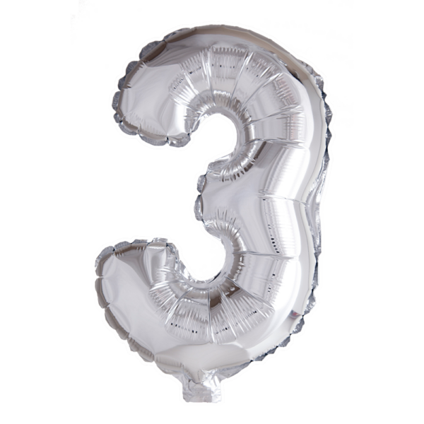 Foilballoon 16" no. 3 silver