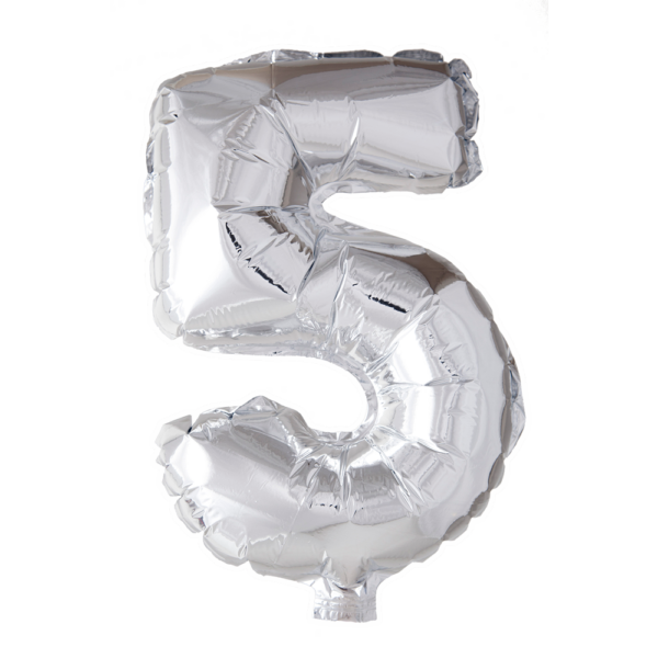 Foilballoon 16" no. 5 silver