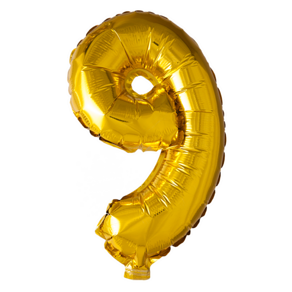 Foilballoon 40'' no. 9 gold