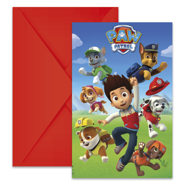 6 Die-Cut Invitations & Envelopes - Paw Patrol Ready For Action