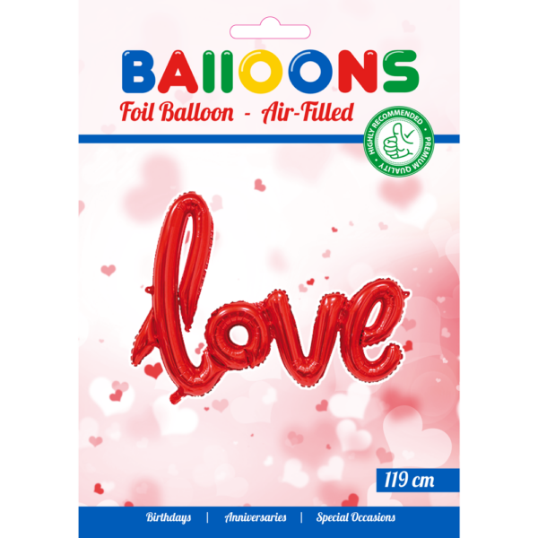 Foilballoon word 16" 'LOVE' red - Image 2