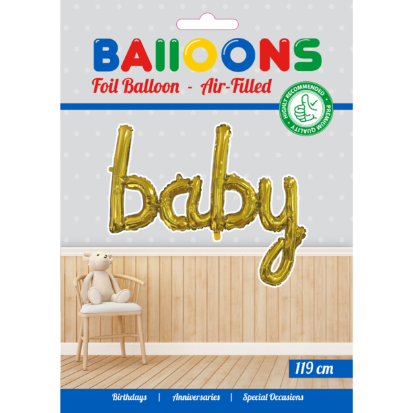 Foilballoon word 16" 'BABY' gold - Image 2