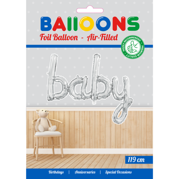 Foilballoon word 16" 'BABY' silver - Image 2