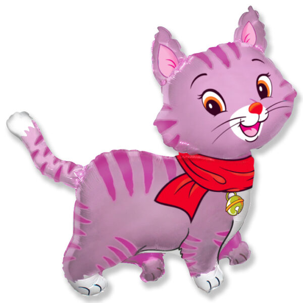 Foilballoon 23 x 35'' Lovely cat fuchsia
