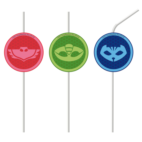 4 Medallion Paper Drinking Straws - PJ Masks