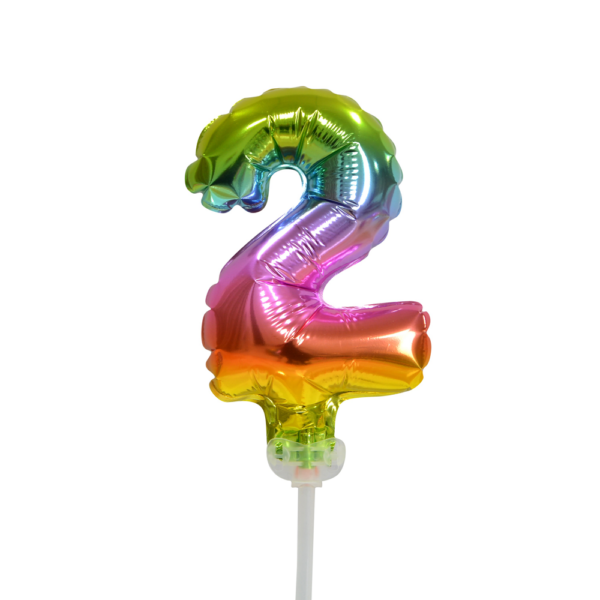 Foilballoon cake topper 5" No 2 rainbow