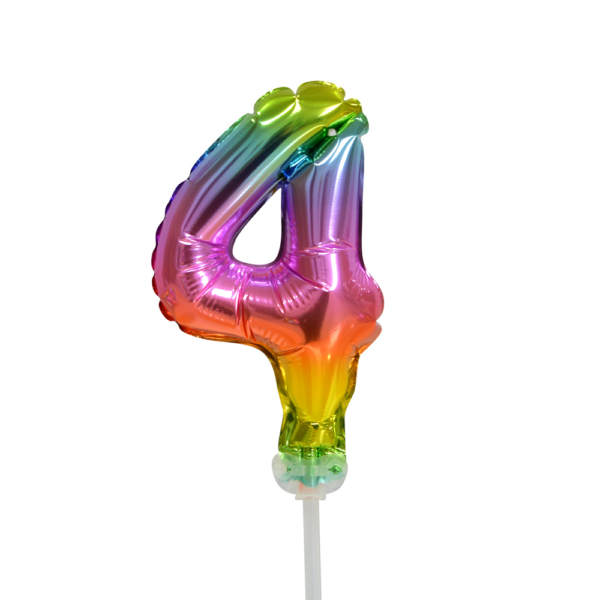 Foilballoon cake topper 5" No 4 rainbow