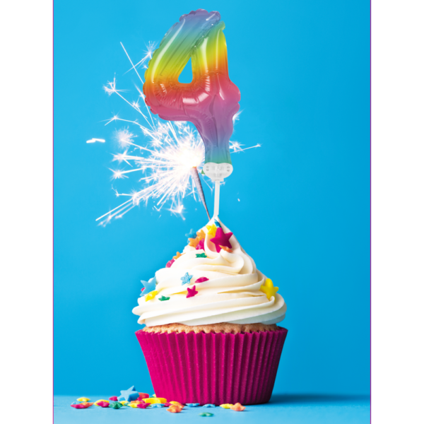 Foilballoon cake topper 5" No 4 rainbow - Image 2